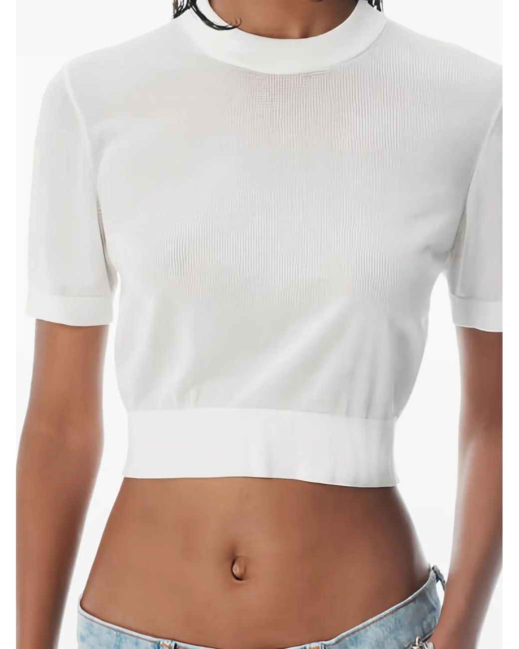 Alexander Wang White Clear Bead Hotfix Crewneck T-Shirt
