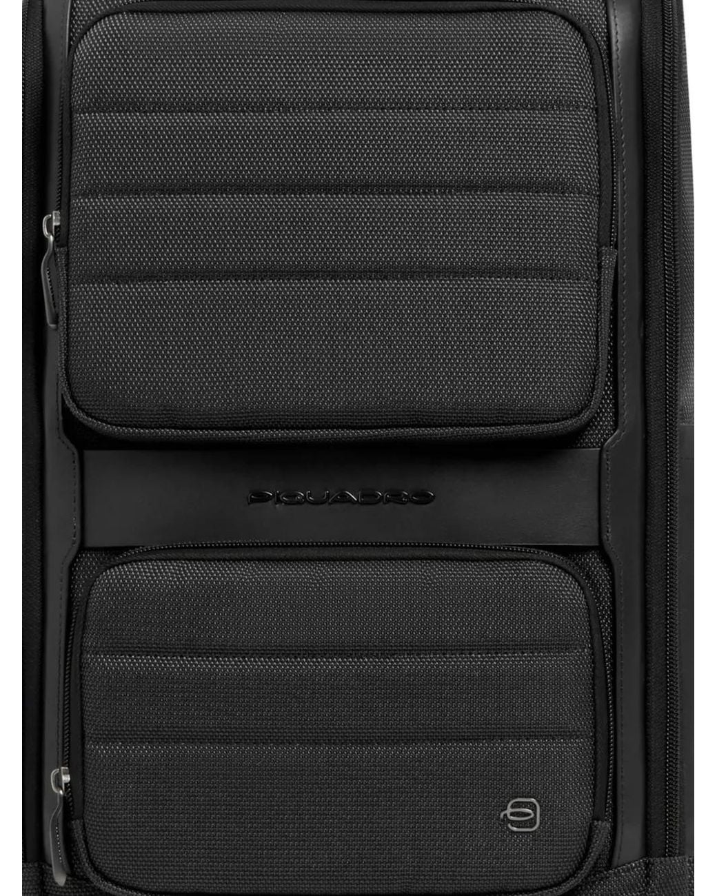 Piquadro Black Logo-Plaque Padded Backpack for men