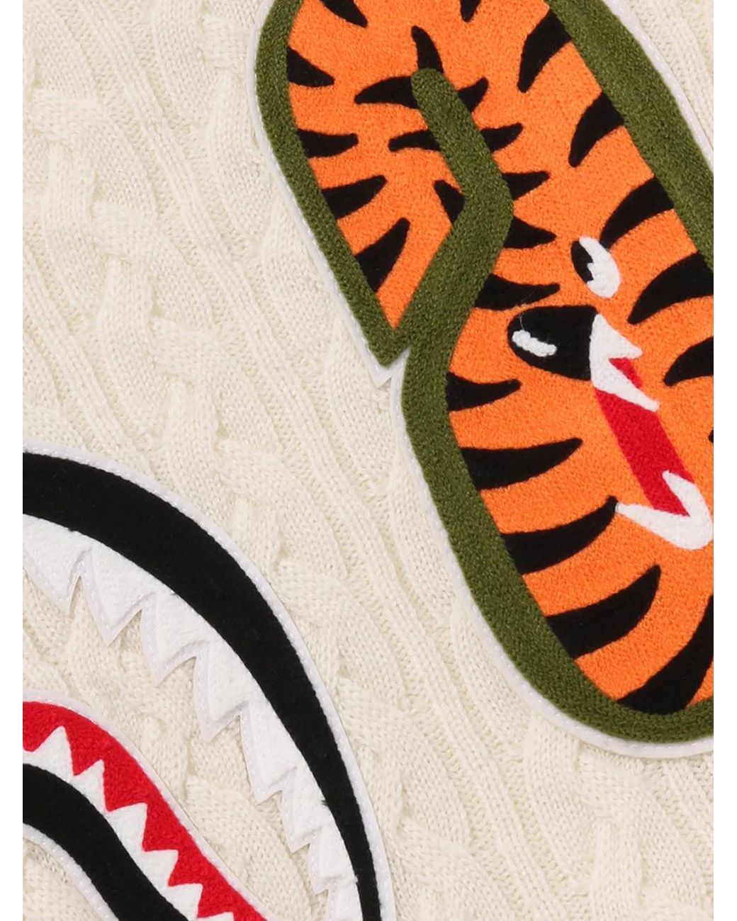 A Bathing Ape Natural Shark Cable-Knit Hoodie for men