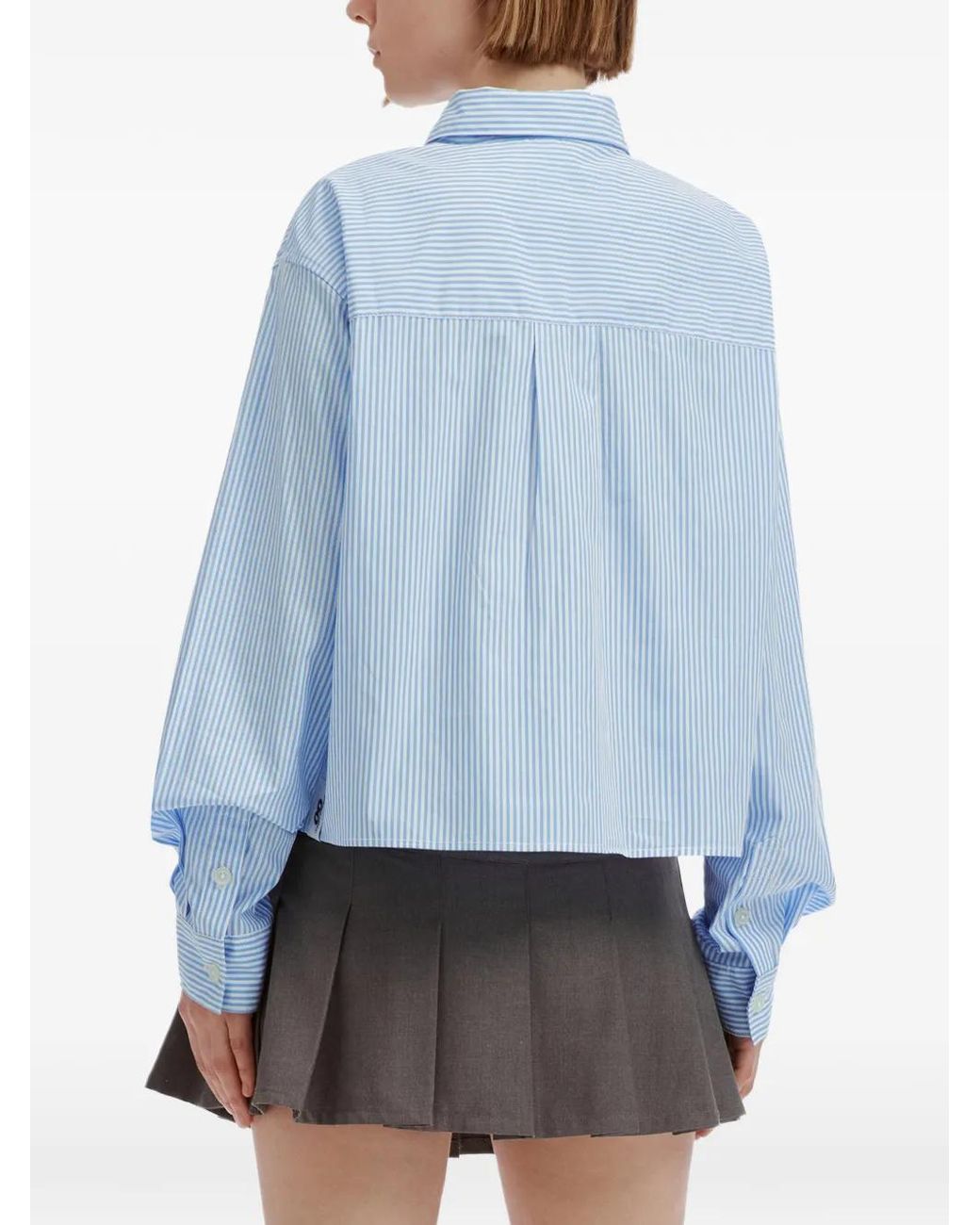 Chocoolate Blue Striped Heart-Patch Shirt