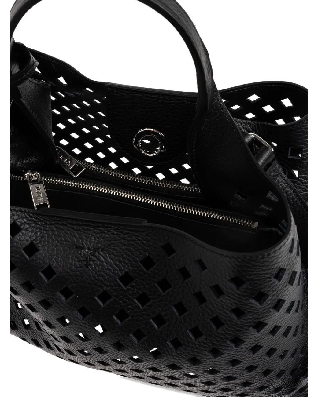 Tod's Black Micro Apa Perforated-Leather Tote Bag