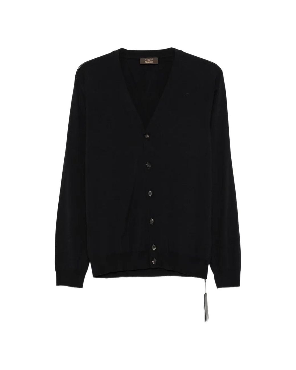 Zanone Black Button-Up Cardigan for men