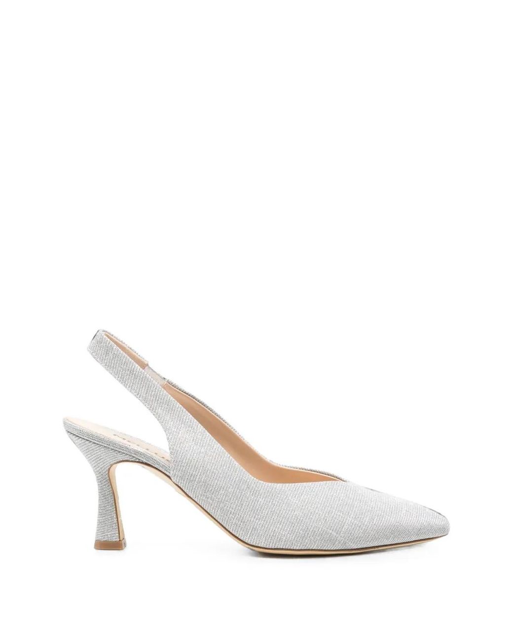Melluso White Linda Pointed-Toe Slingback Heeled Pumps