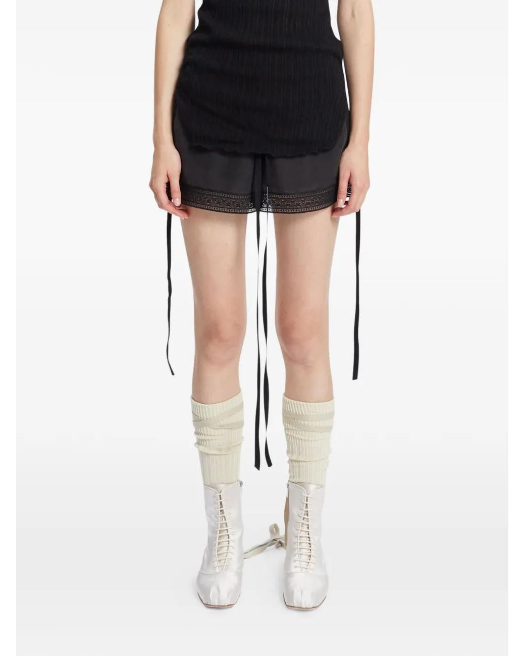 Ann Demeulemeester White Monil Lace-Up Satin Boots