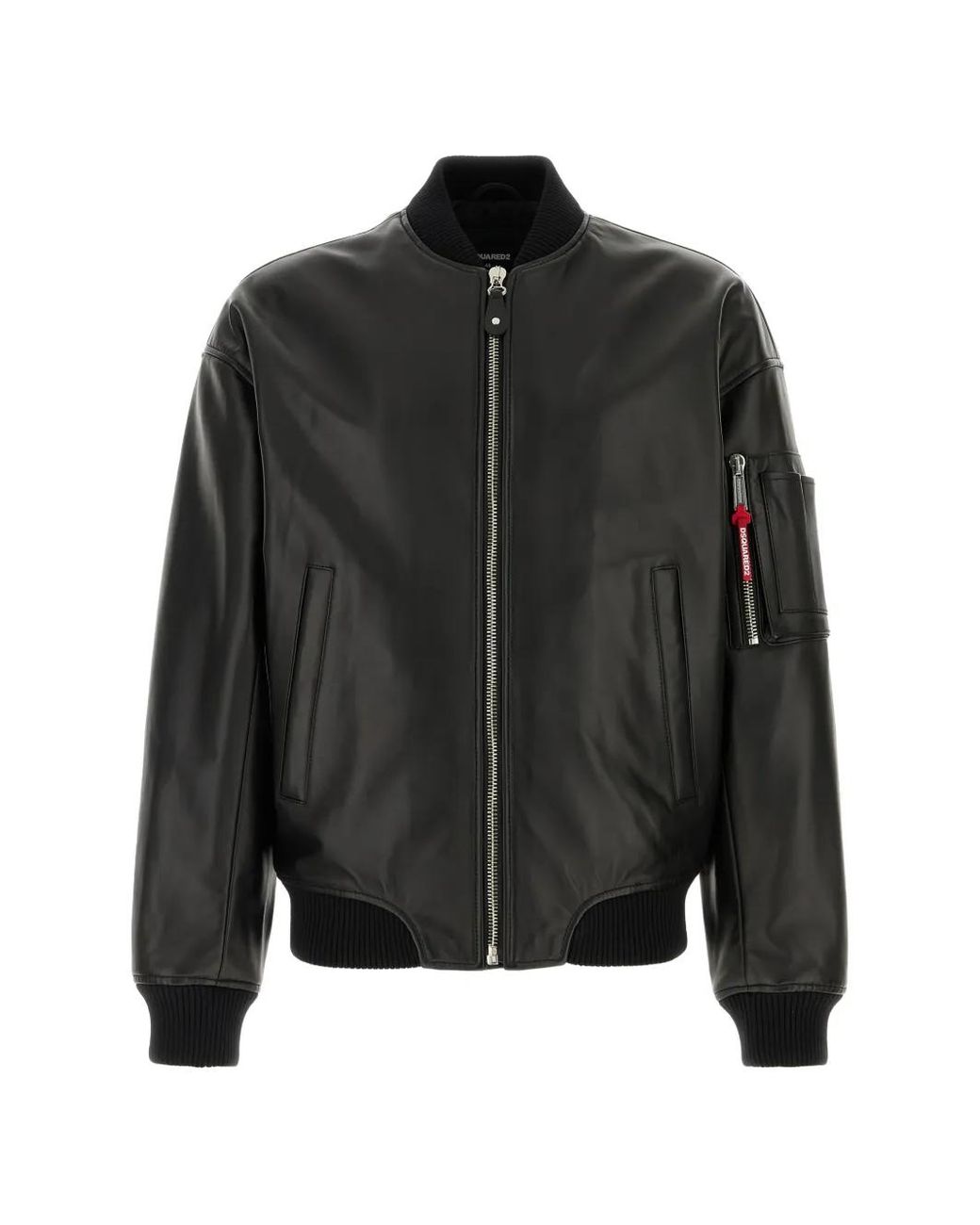 DSquared² Black Leather Cyprus Bomber Jacket for men