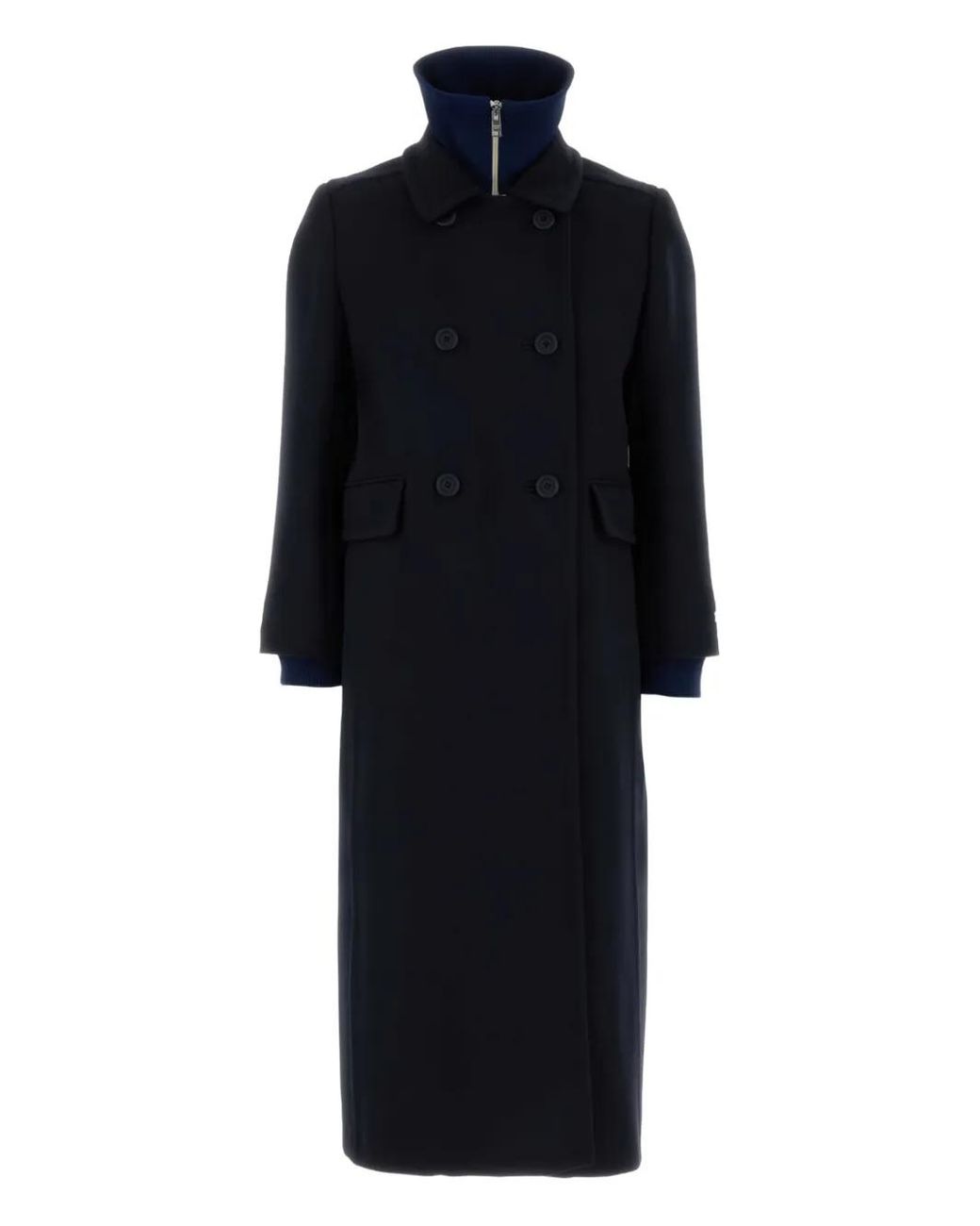 Prada Black Double-Breasted Natté Fabric Coat
