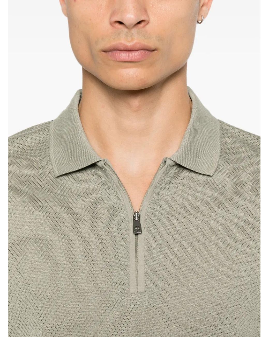 Corneliani Gray Polo À Col Zippé for men
