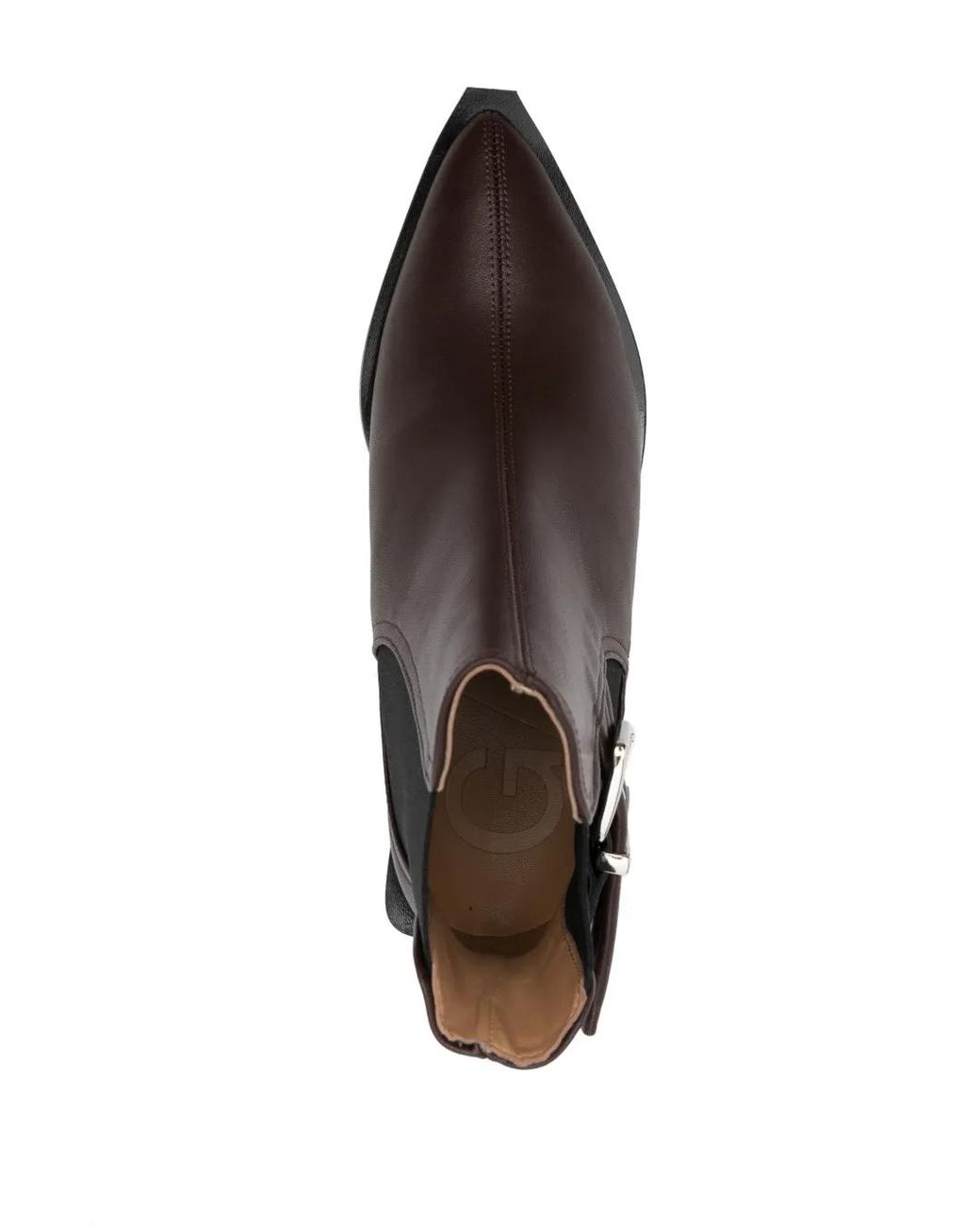 Ganni Brown 45Mm Buckle-Detail Leather Boots