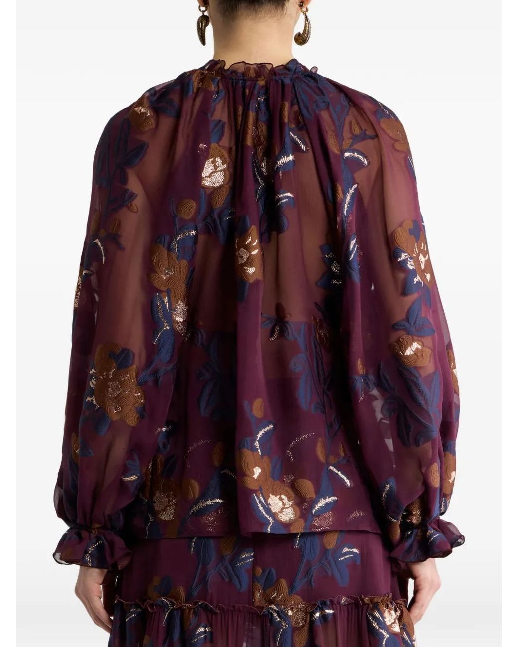 Etro Purple Silk-Blend Jacquard Shirt With Fil Coupé Flowers