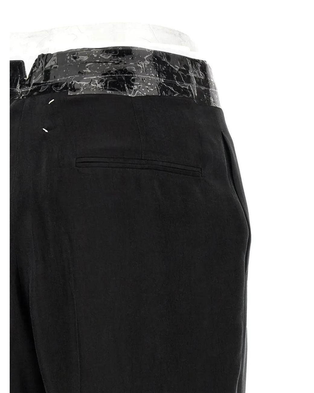Maison Margiela Black Four-Stitch Logo Trousers