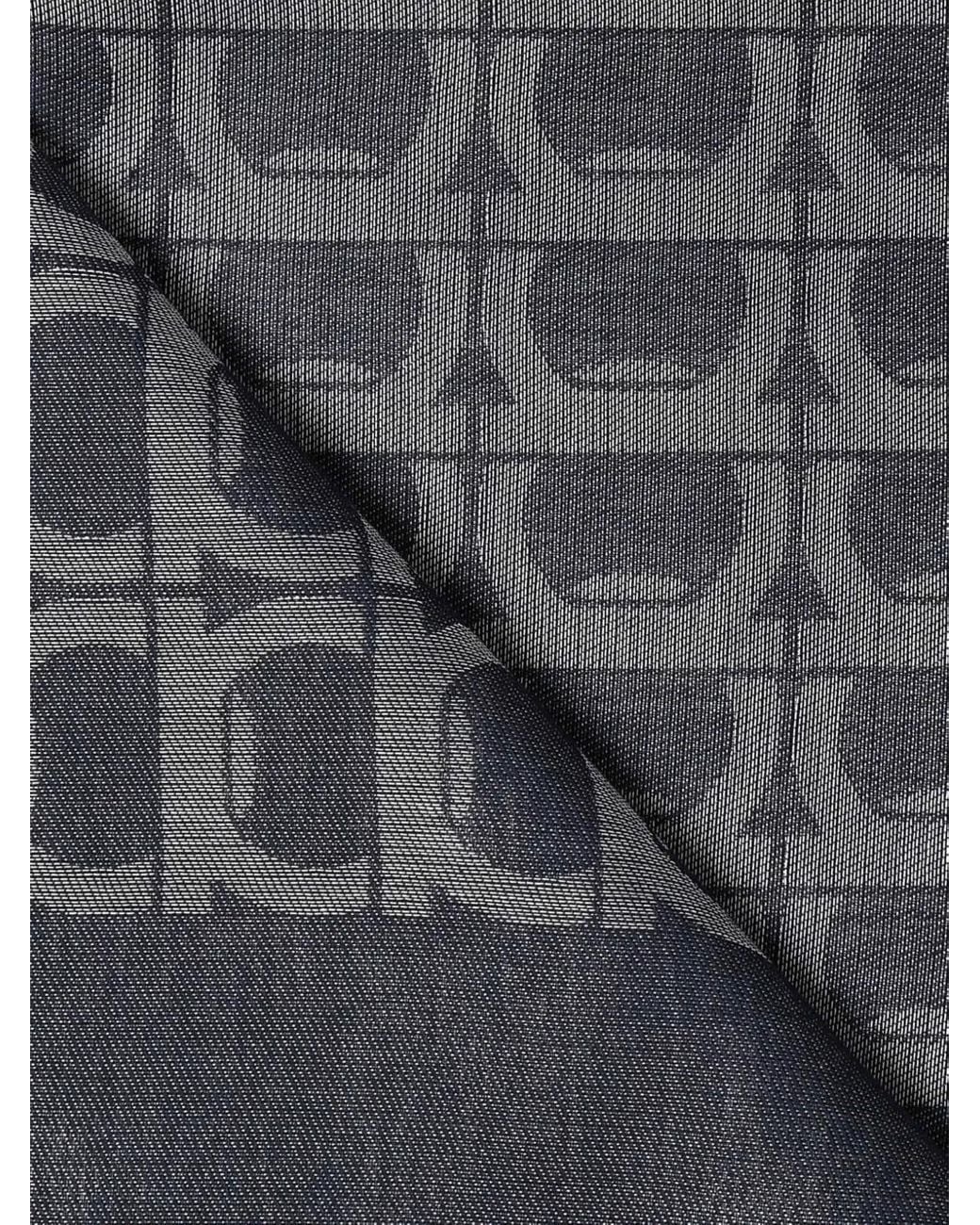 Ferragamo Gray Gancini-Pattern Fringed Scarf for men