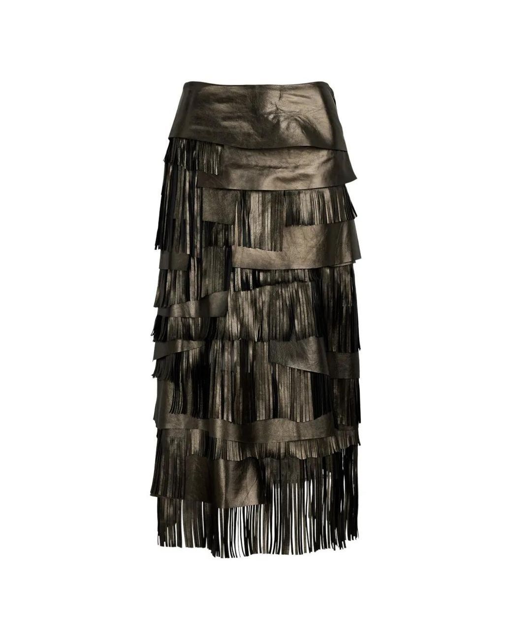Ralph Lauren Black Belinda Metallic Lambskin Skirt