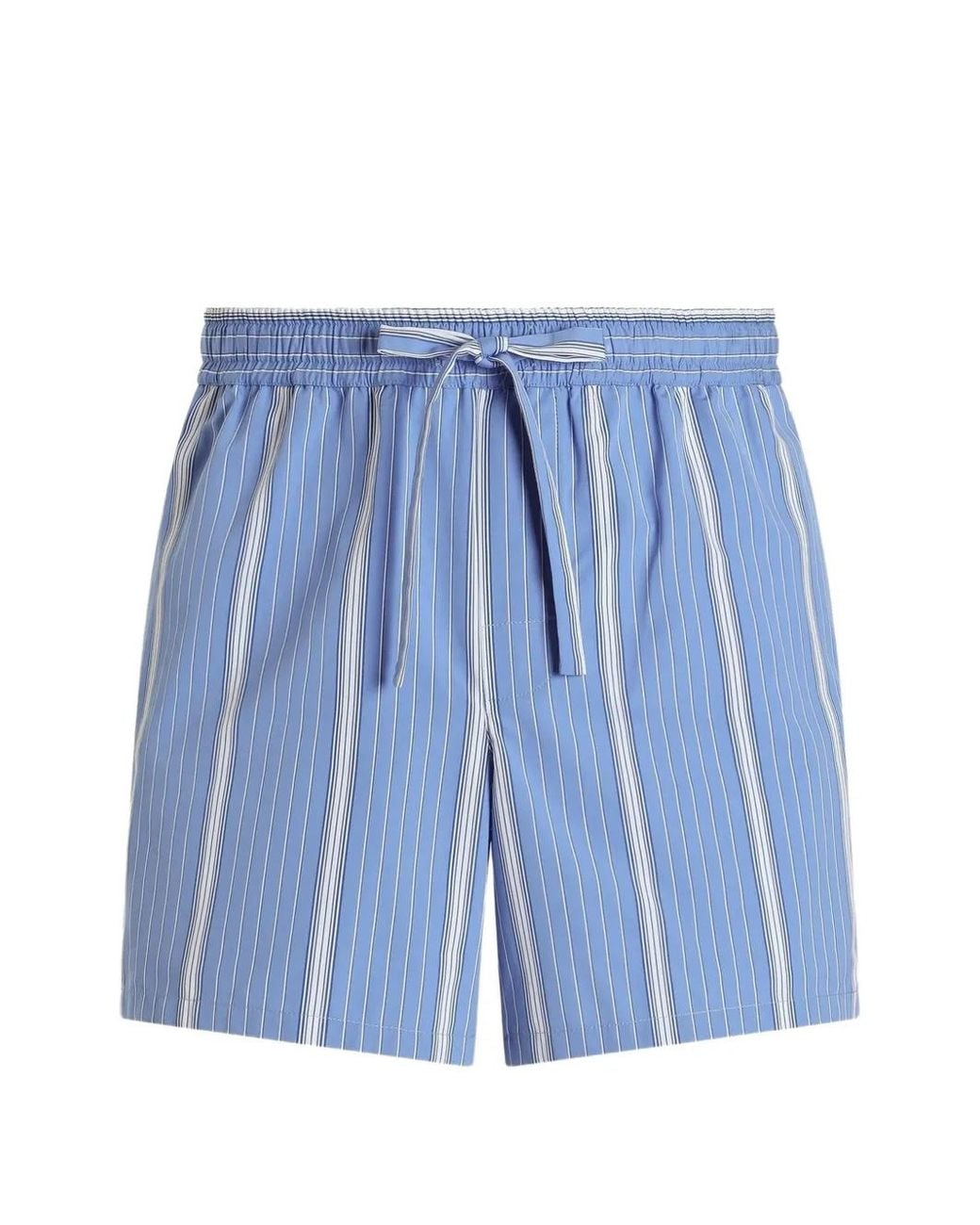 Dolce & Gabbana Blue Striped Pocket Shorts for men