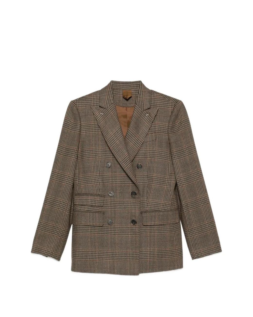 Max Mara Brown Blazer Croisé À Carreaux