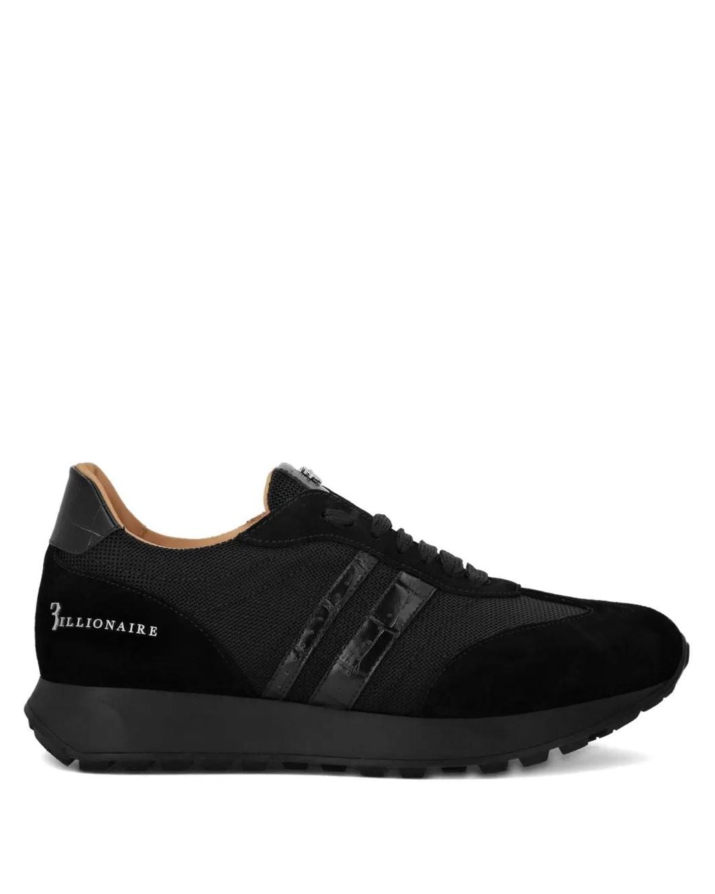 Billionaire Black Panelled Sneakers for men
