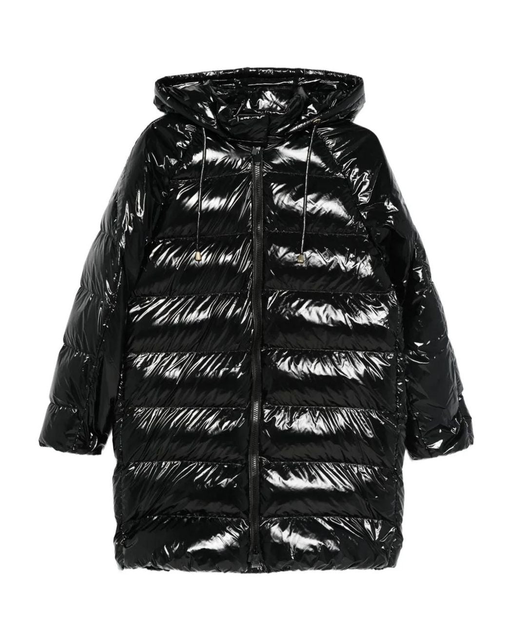 Pinko Black Hooded-Quilted Coat