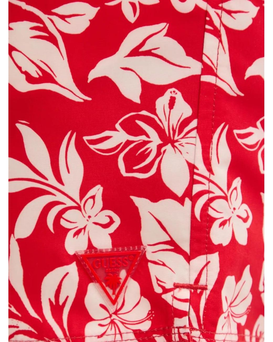 Guess Red Floral-Print Swim Shorts for men