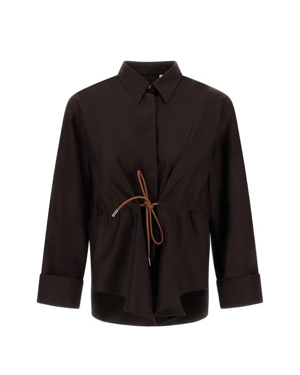 Herno Black Chemise En Laine Mélangée À Lien De Resserrage