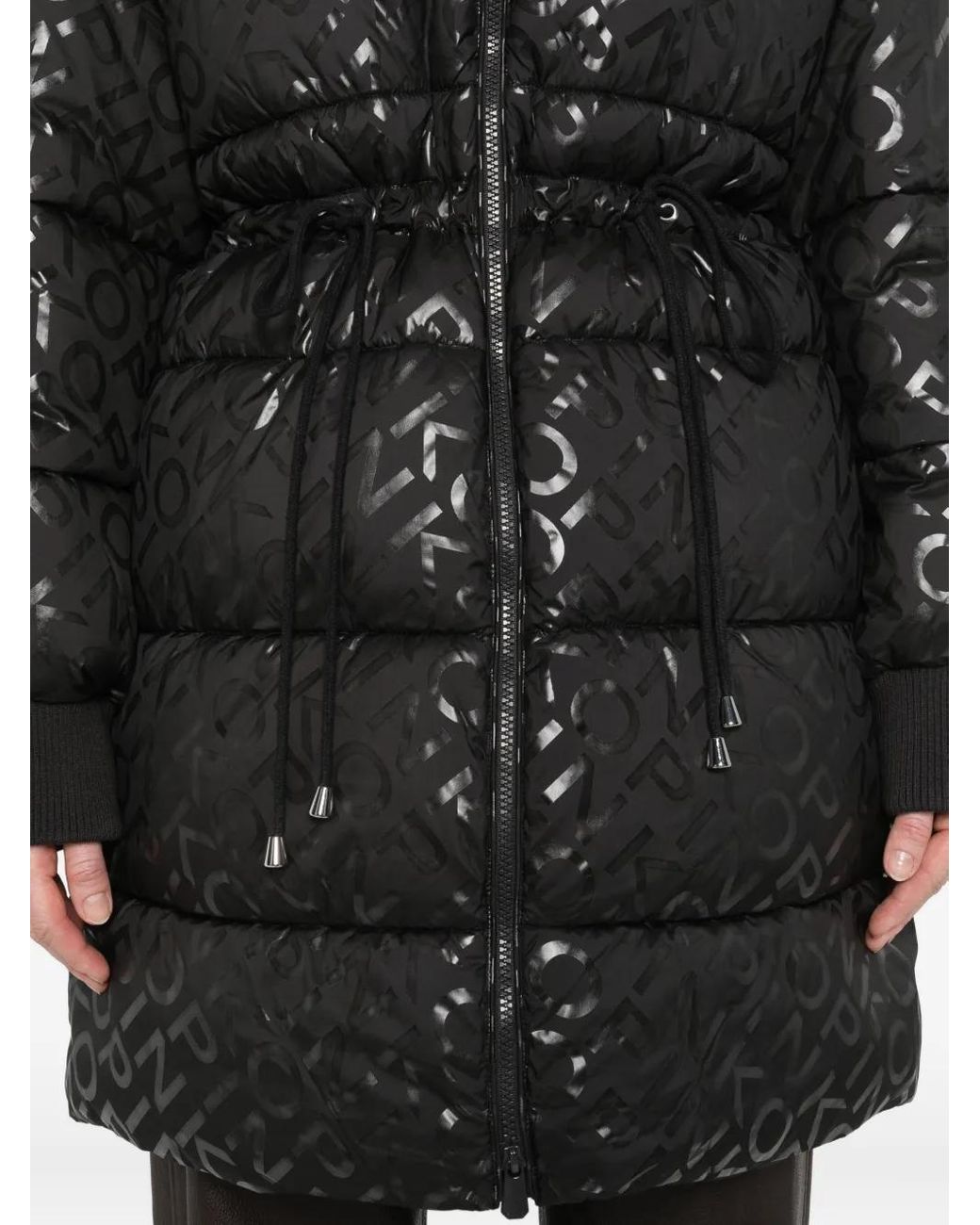 Pinko Black Logo-Print Puffer Coat