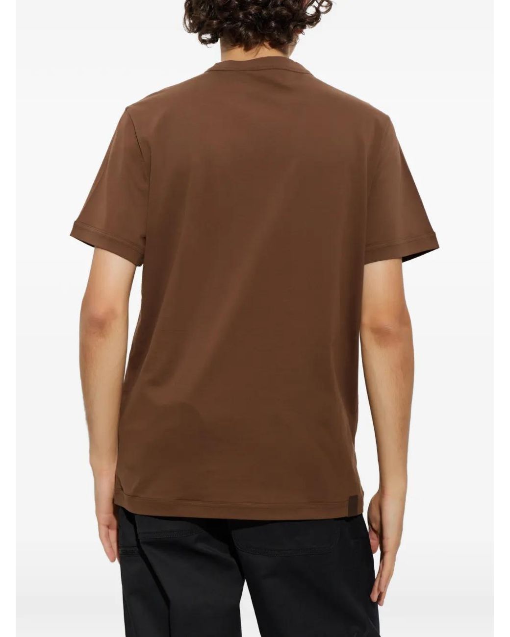 Moncler Brown Logo-Patch T-Shirt for men