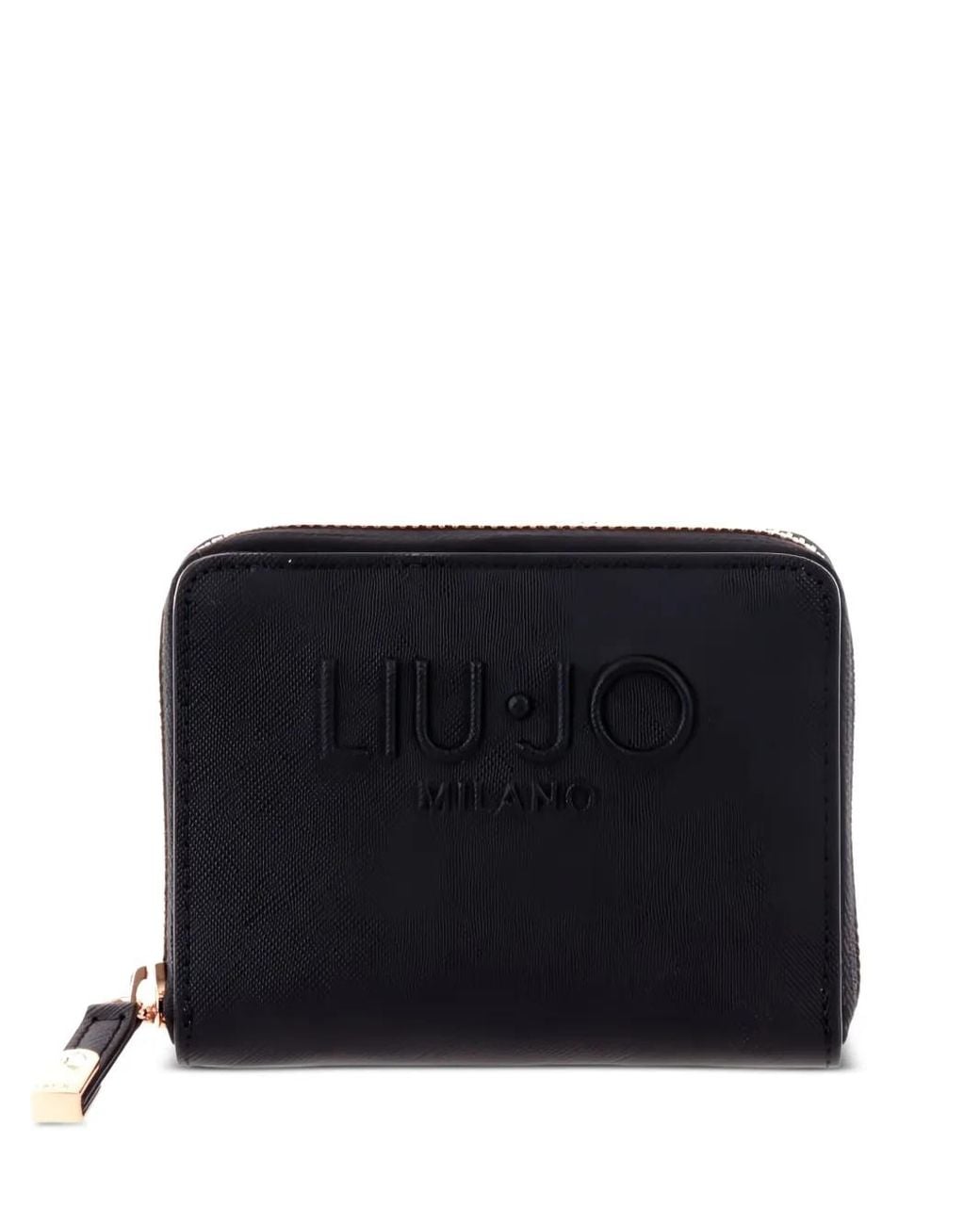 Liu Jo Black Logo-Plaque Zip-Around Purse