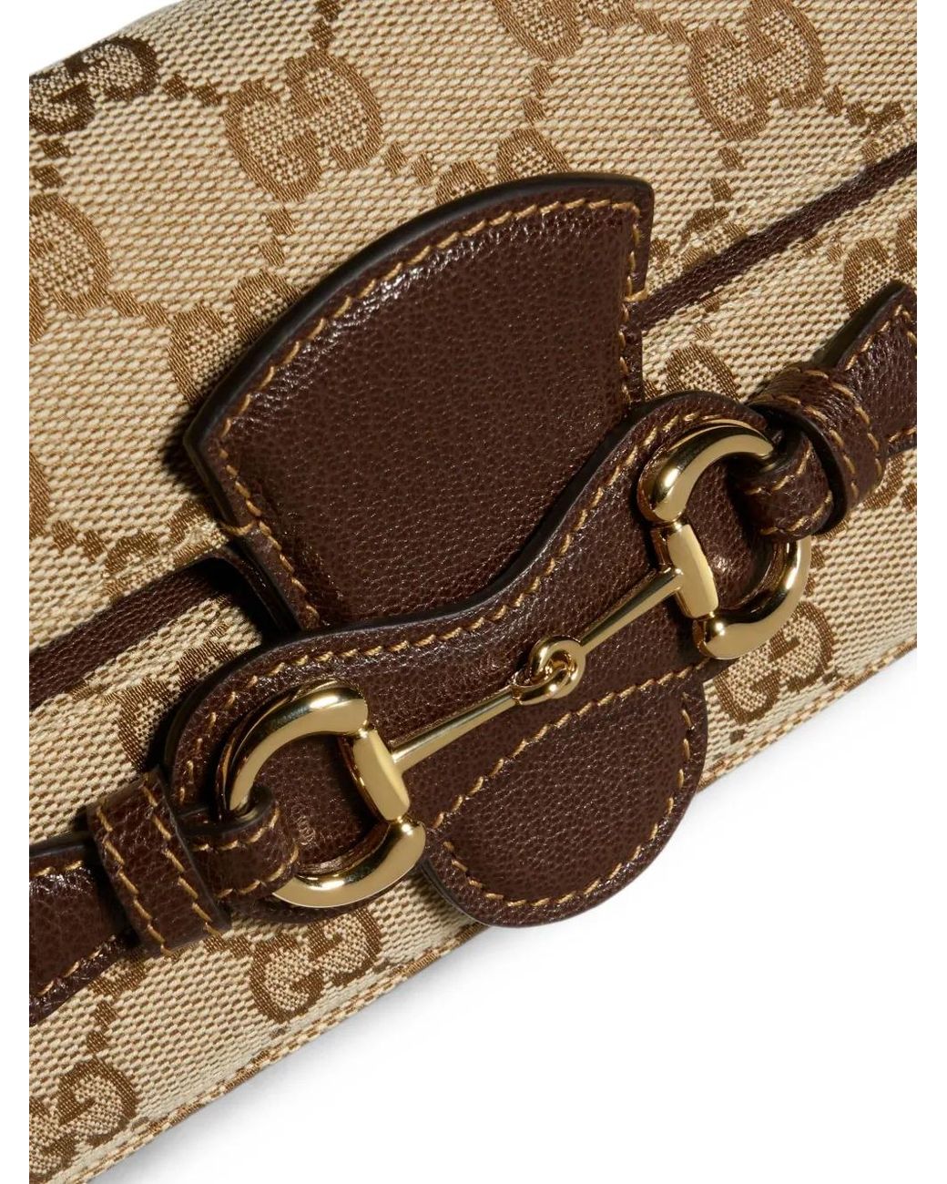 Gucci Natural Horsebit Monogram Shoulder Bag
