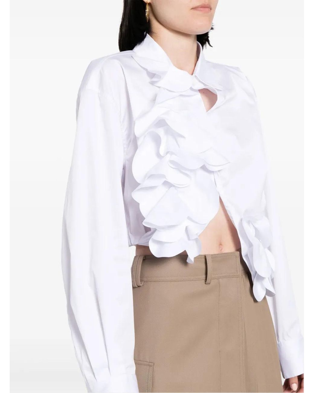 JNBY White Flower-Detailing Cotton Shirt
