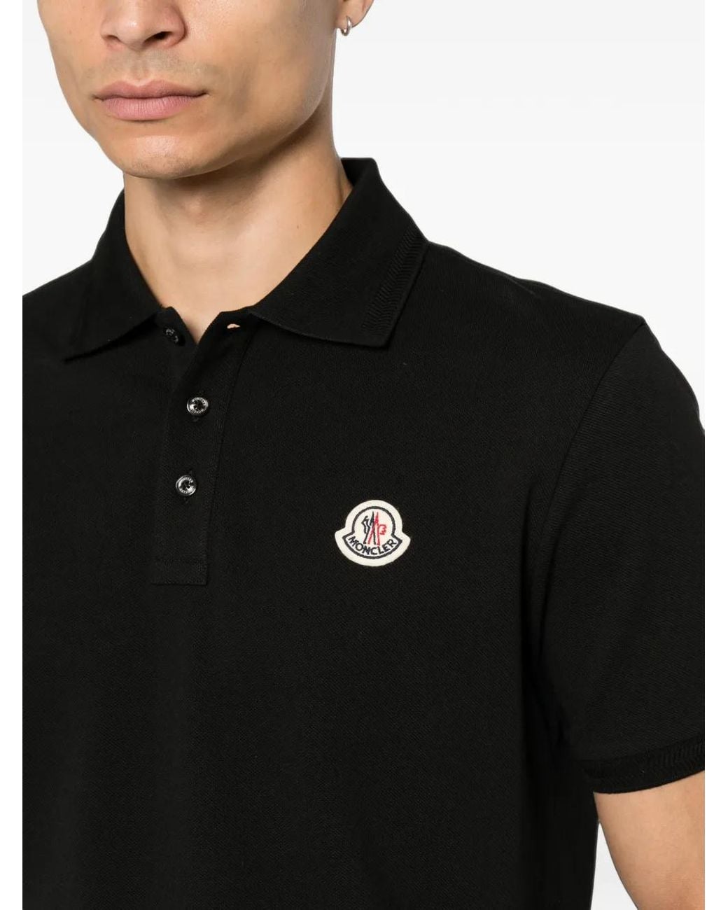 Polo Con Applicazione Logo di Moncler in Black da Uomo