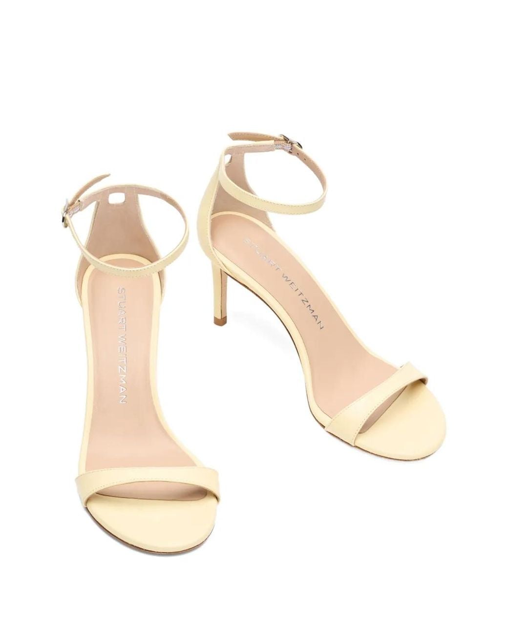 Stuart Weitzman Natural Round-Toe Leather Heeled Pumps