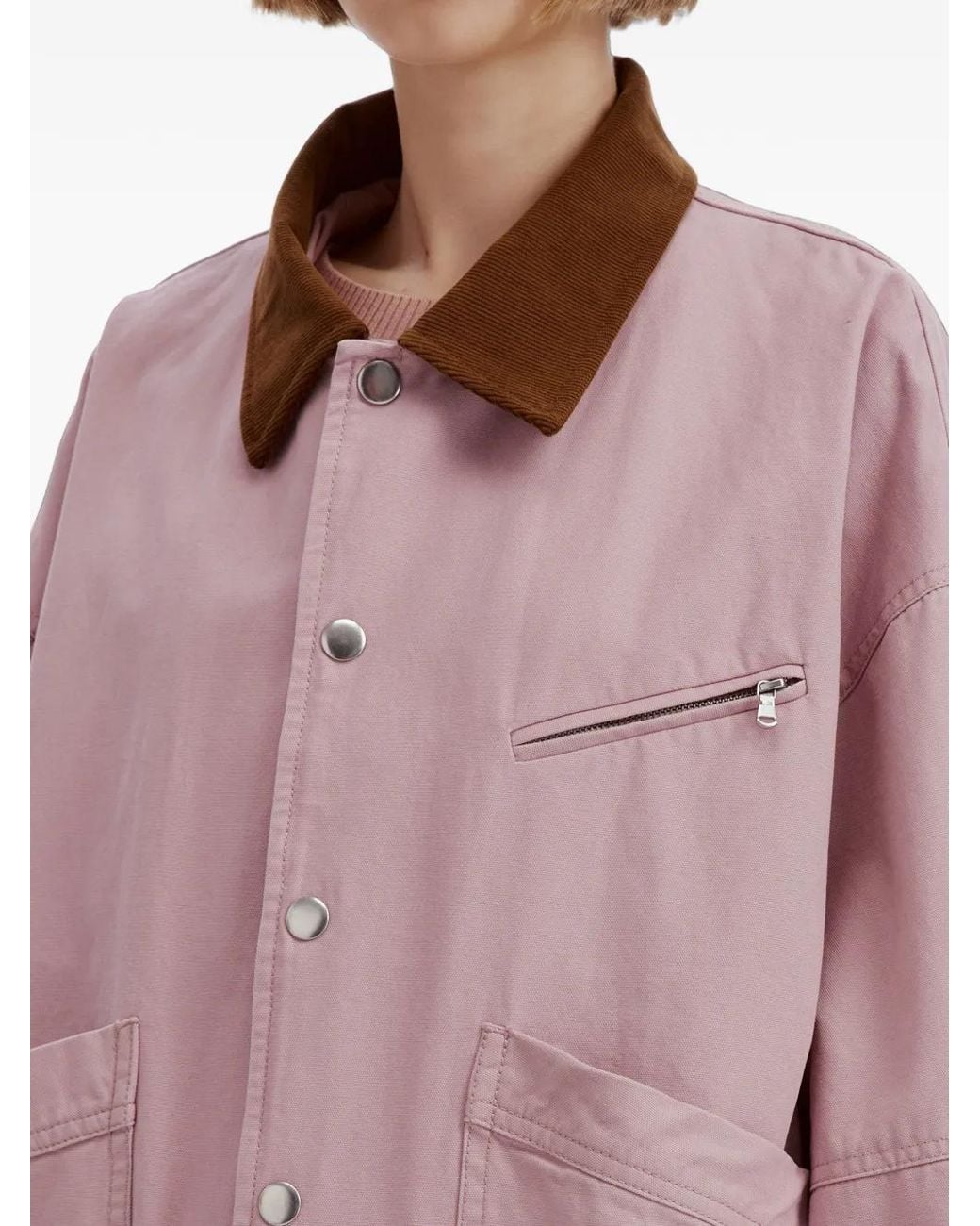 B+ AB Pink Corduroy-Collar Panelled Jacket