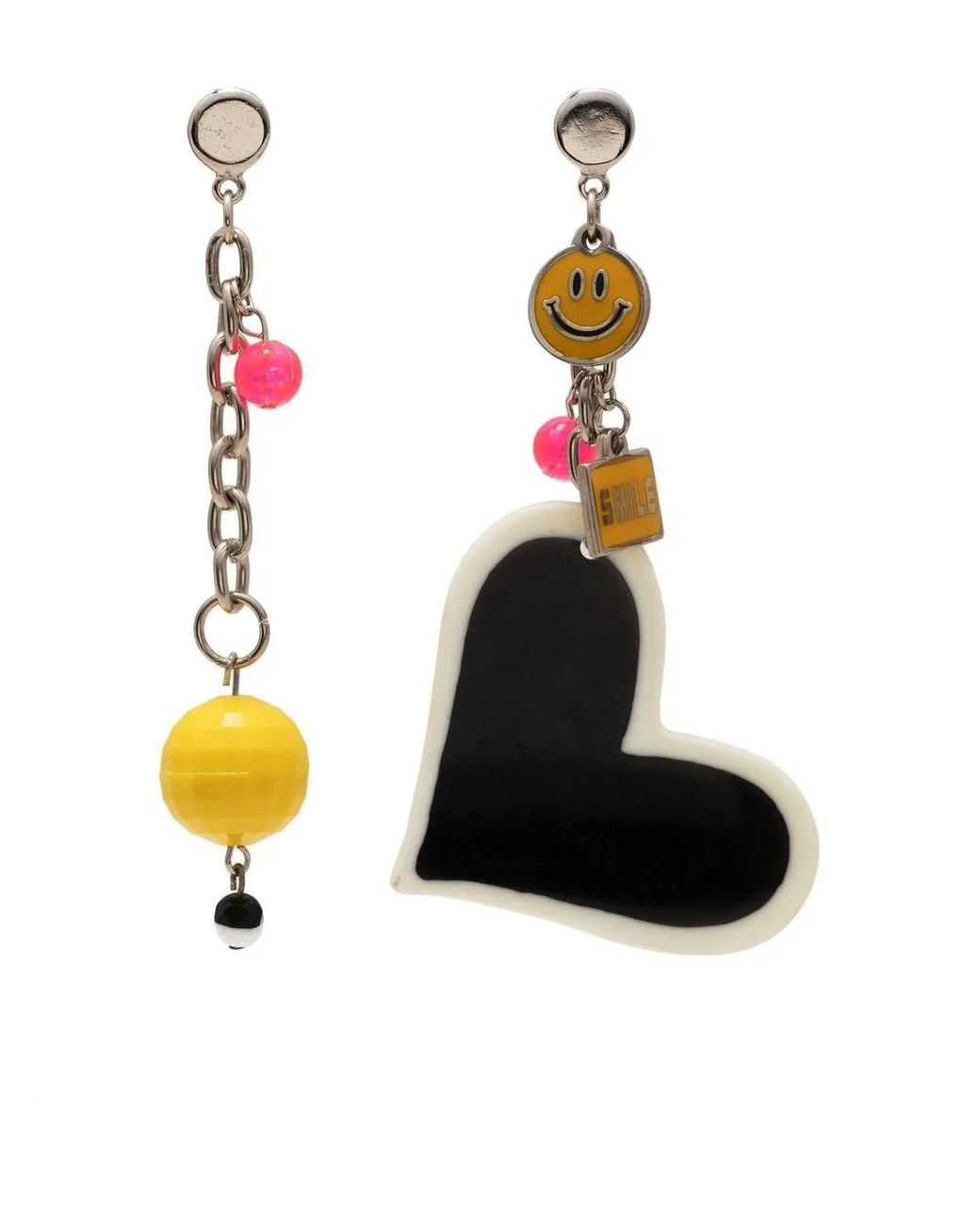 Amir Slama Black Heart-Charm Drop Earrings