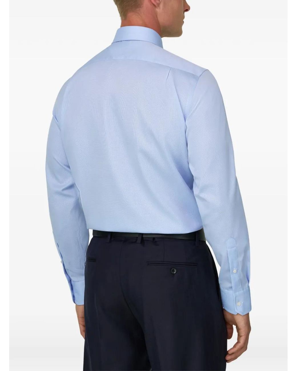 Boggi Blue Checked Cotton Non-Iron Regular-Fit Shirt for men