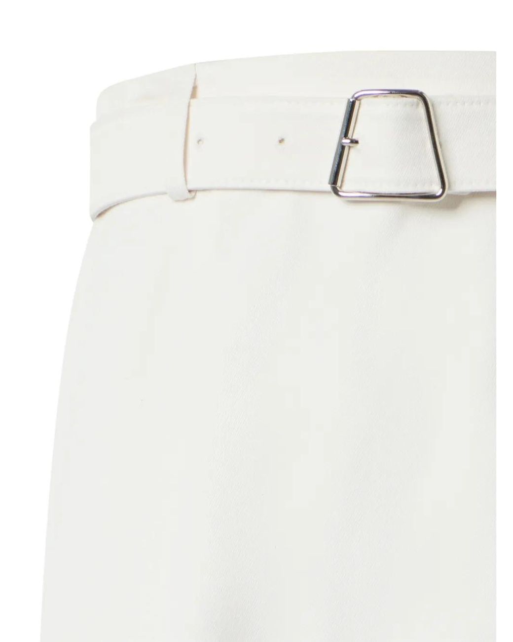 Akris White A-Line Belted Midi Skirt