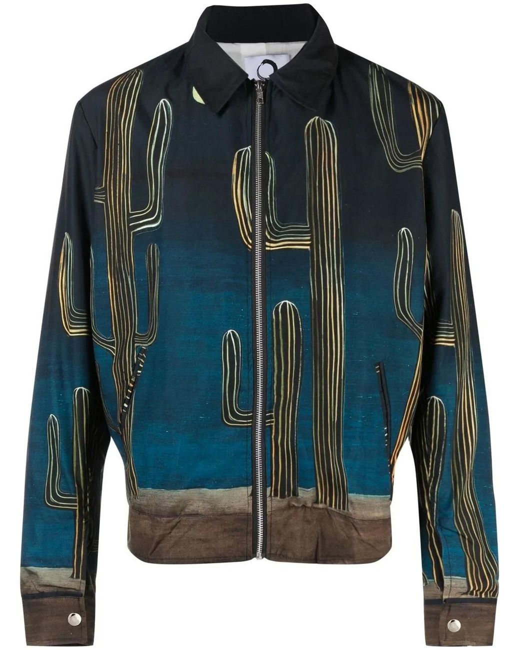 Endless Joy Blue Graphic-Print Zip-Up Jacket for men