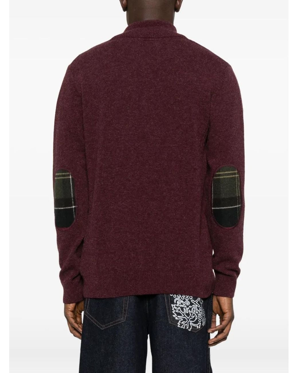 Barbour Purple High-Neck Half-Zip Sweater for men