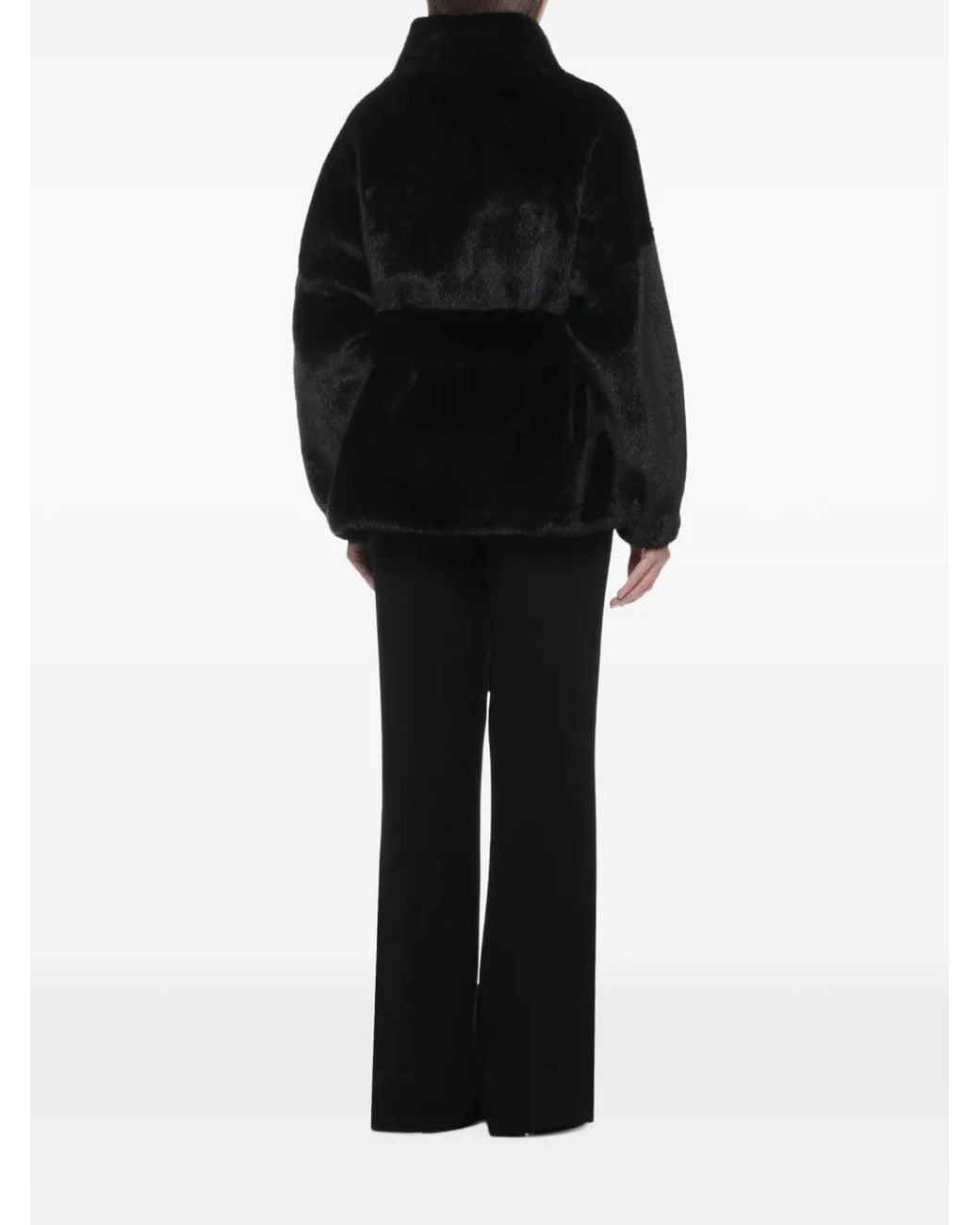 Bully Black Faux-Fur Belted Jacket