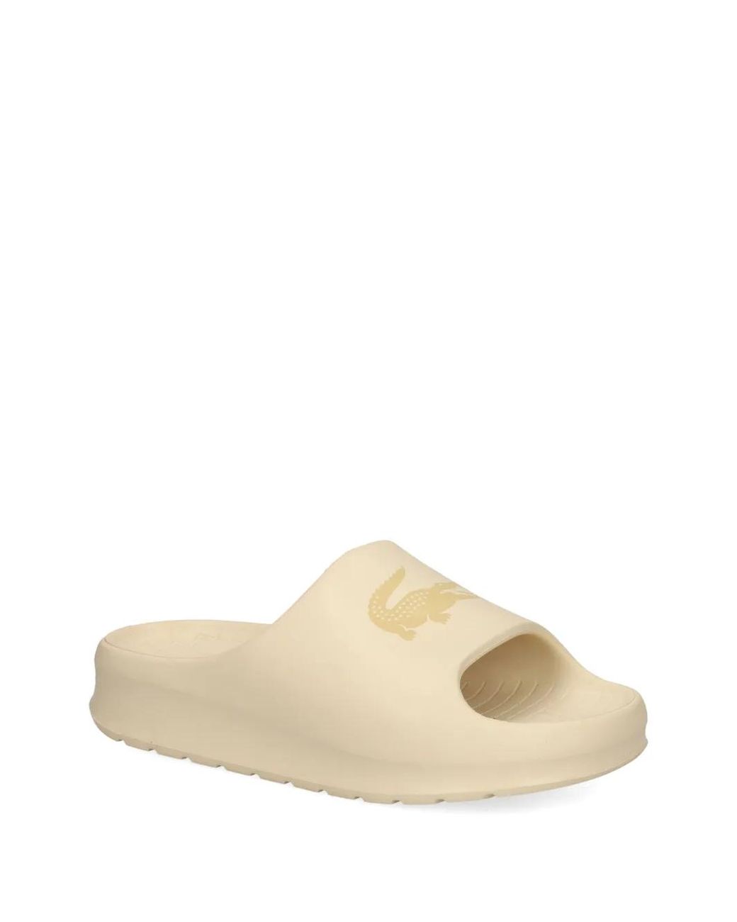 Lacoste Natural Crocodile-Logo Platform Slides