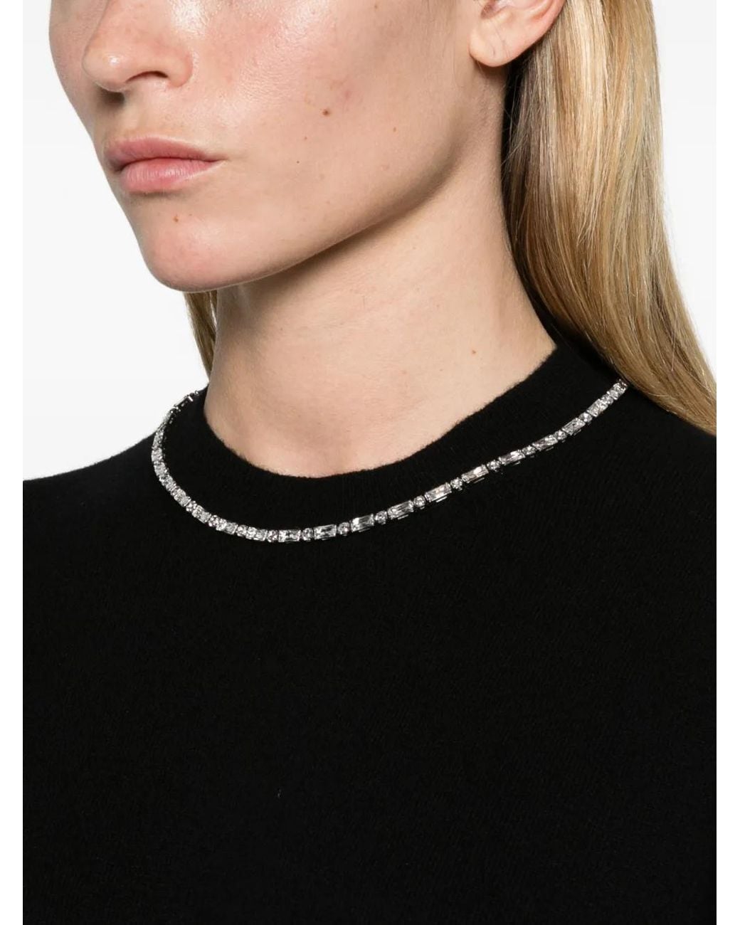 Alexander Wang Black Crystal-Embellished Crew-Neck Sweater
