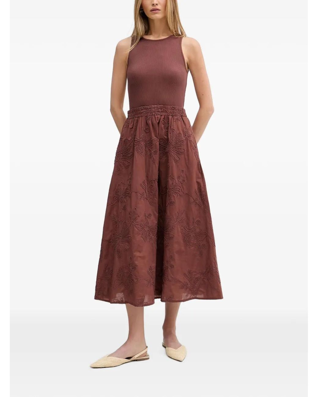 Benetton Embroidered Sleeveless Midi Dress