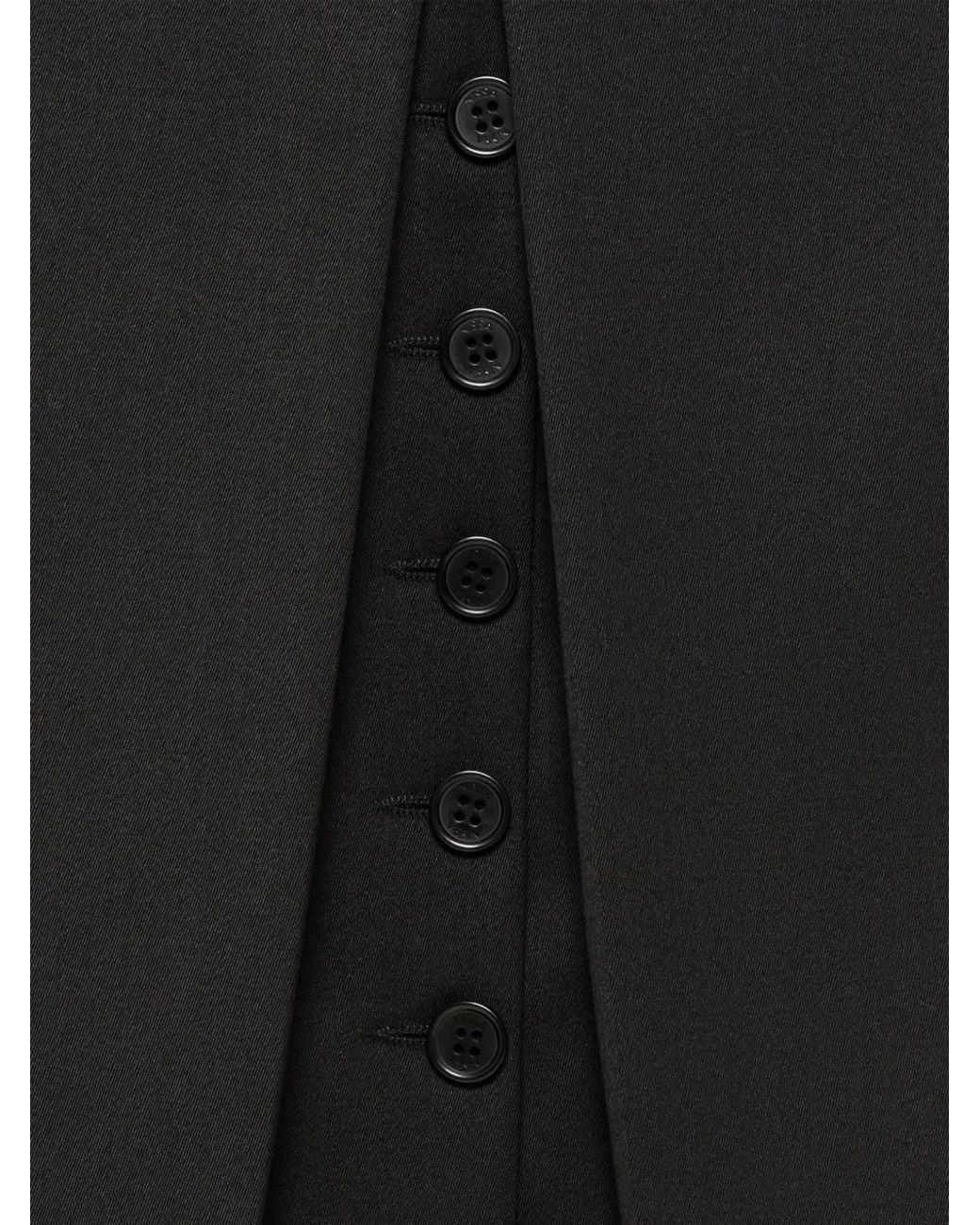 Nissa Black Wool-Blend Button Detail Midi Skirt