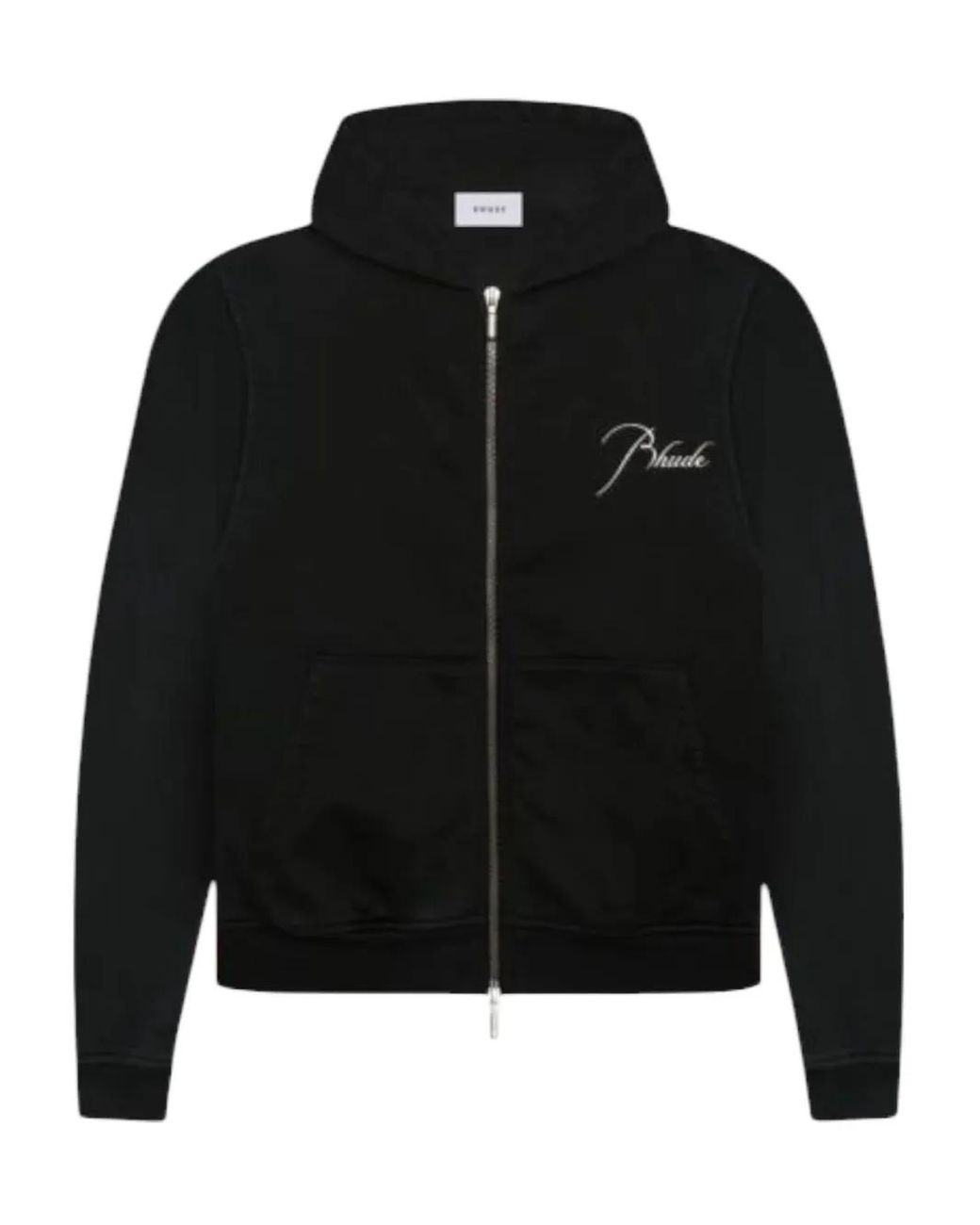 Rhude Black Logo-Embroidered Zip-Up Hoodie for men