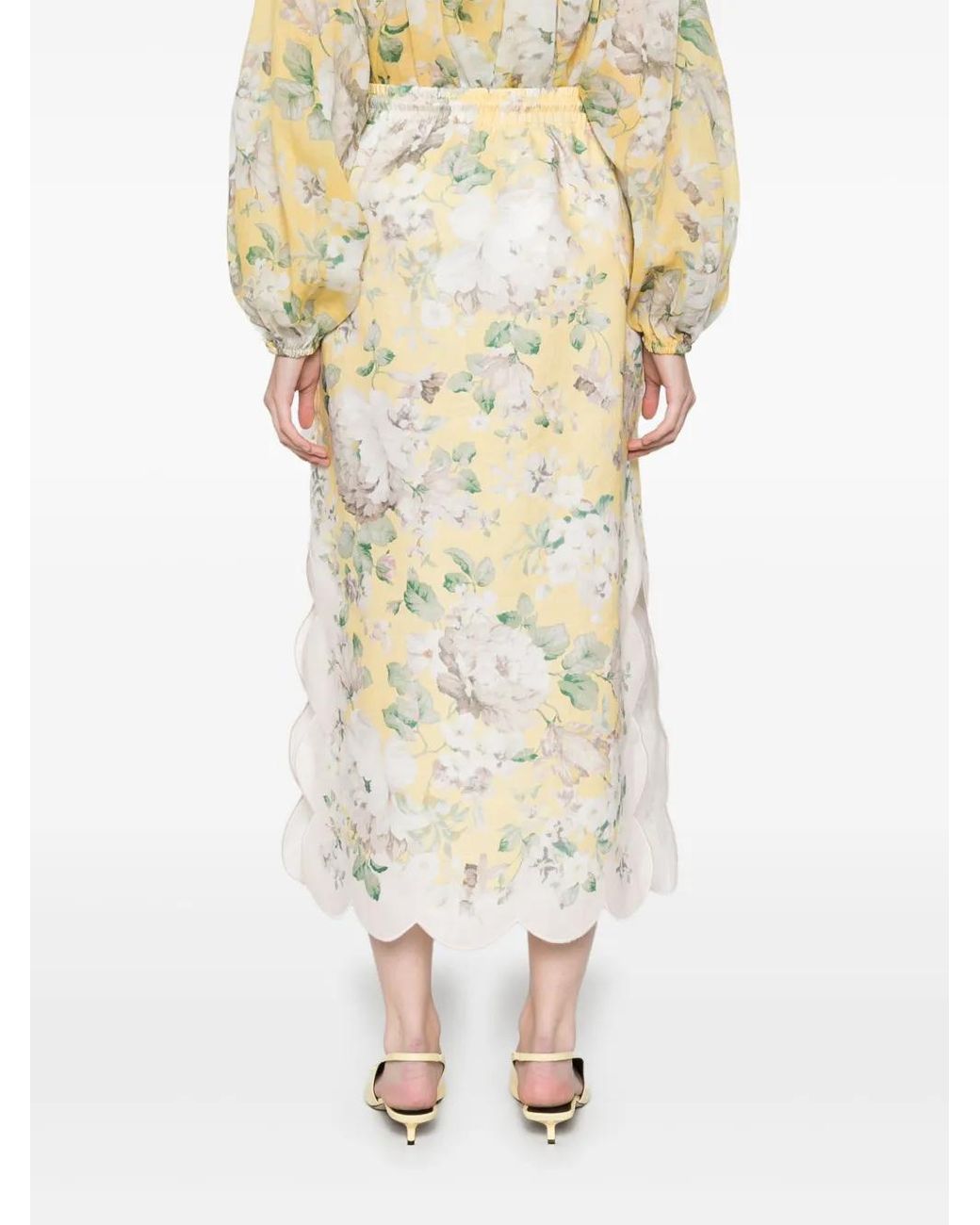 Zimmermann White Acacia Scallop Midi Skirt