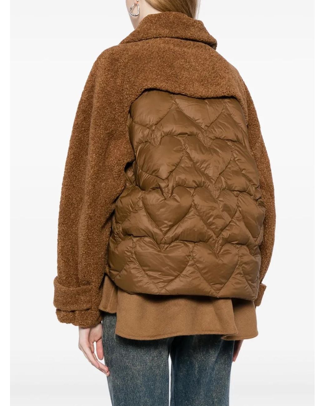 JNBY Brown Heart-Motif Quilted Puffer Jacket