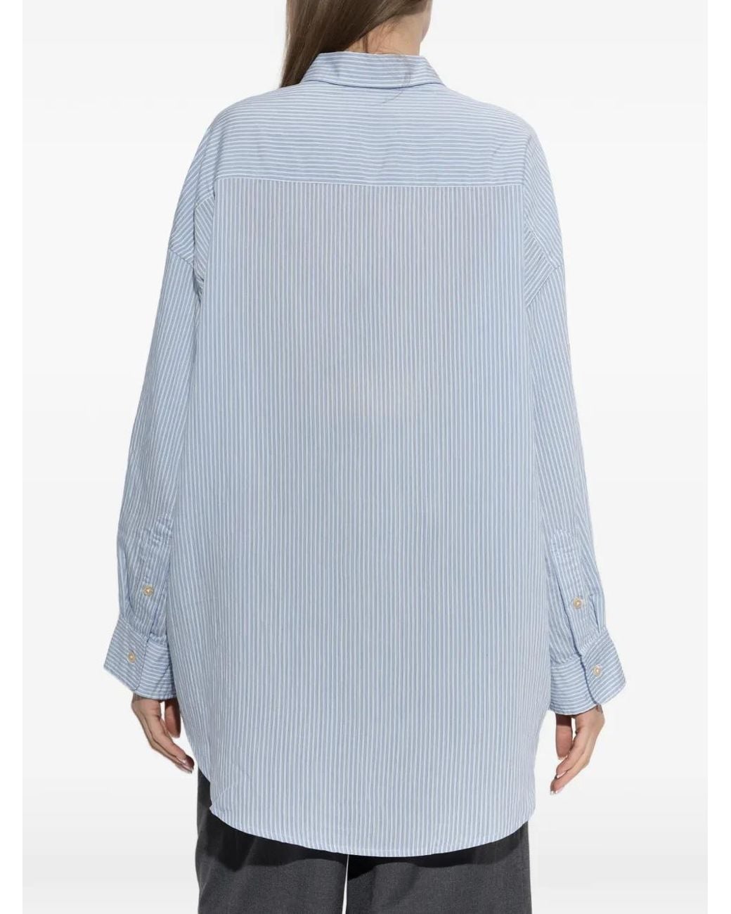R13 Blue Striped Oversized Shirt