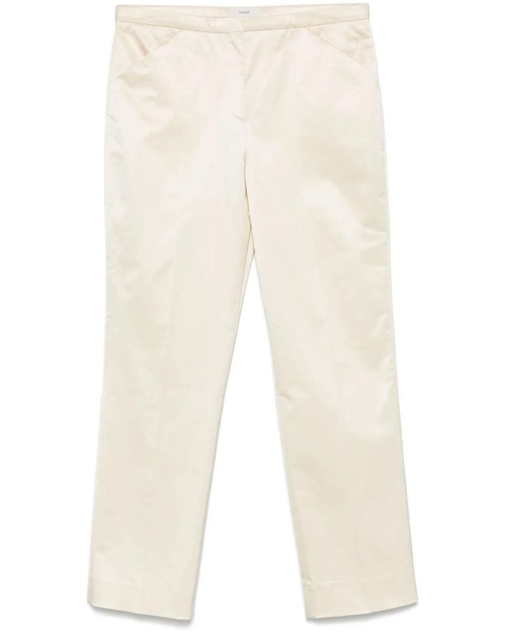 Totême White Straight Cropped Trousers