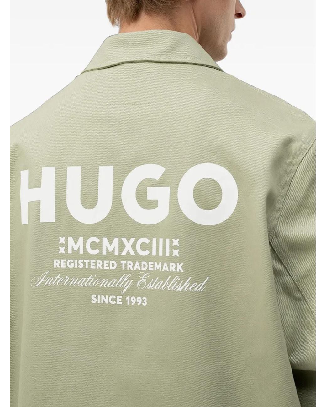 HUGO Green Cotton-Twill Coach Jacket With Logo Details for men
