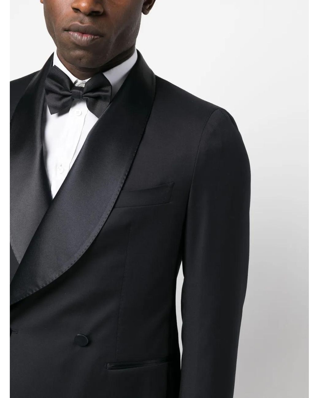 Tagliatore Black Virgin-Wool Double-Breasted Blazer for men