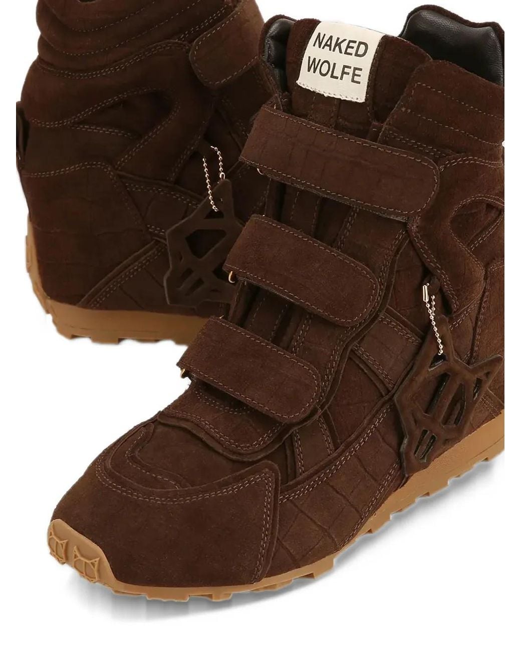 Naked Wolfe Brown Element Croc-Effect Touch-Strap Sneakers