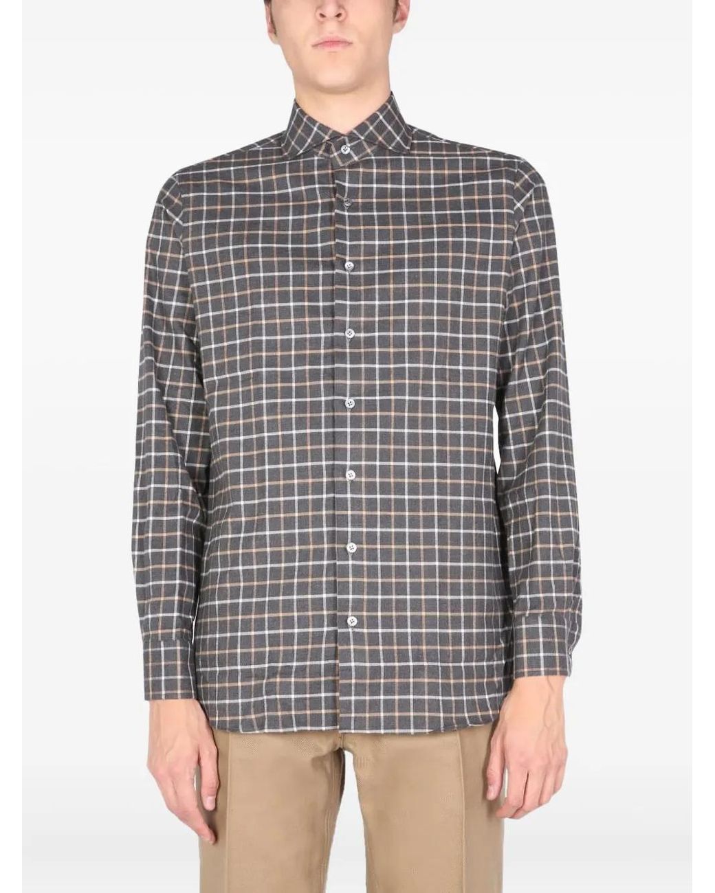Lardini Hemd Mit Karomuster in Gray für Herren