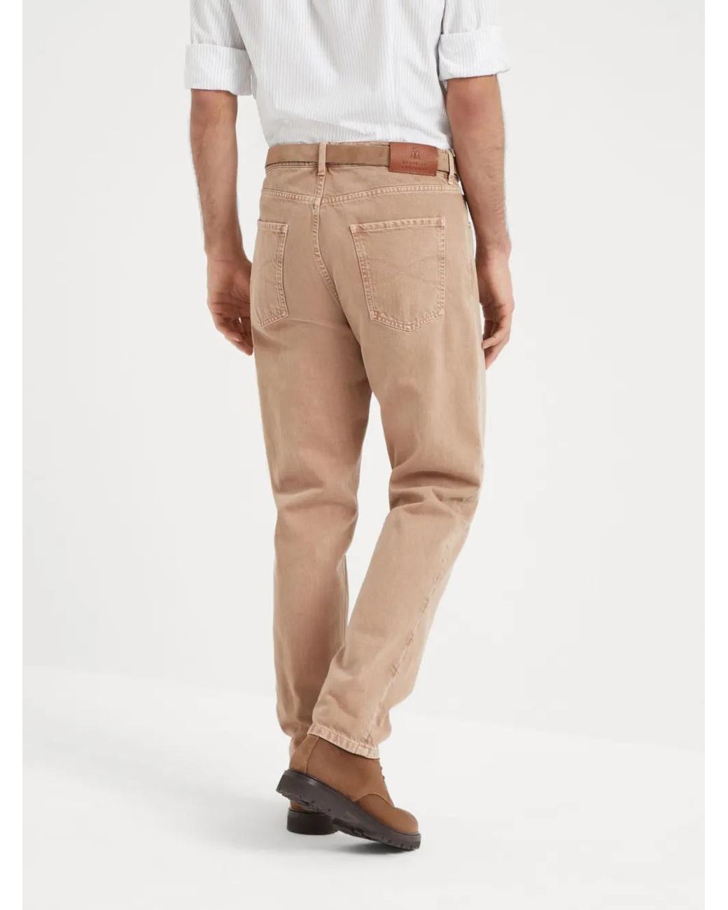 Brunello Cucinelli Natural Logo-patch Tapered Jeans for men
